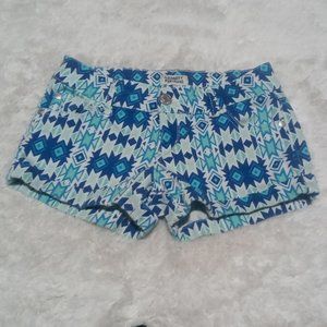 Celebrity Pink Jeans Womens Size 3 Blue Print Short Shorts Southwest